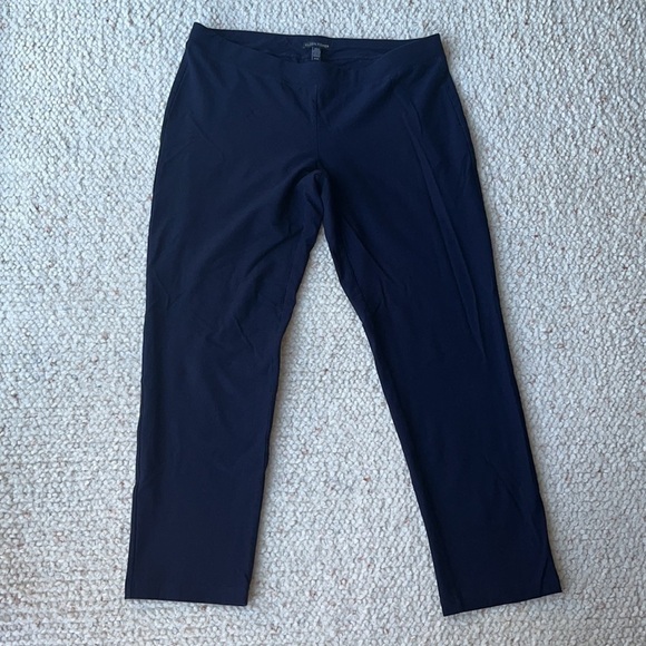 Eileen Fisher Washable Stretch Crepe Slim Cropped Ankle Pant Midnight Blue M - Picture 4 of 9
